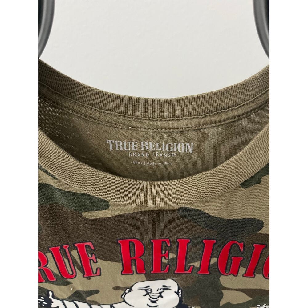 True Religion Boys Large Camo Tee Buddha Guitar Graphic Shirt - Picture 4 of 4